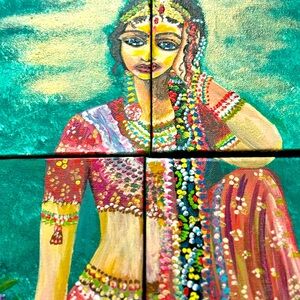 Gorgeous lady - set of four 8x8 paintings